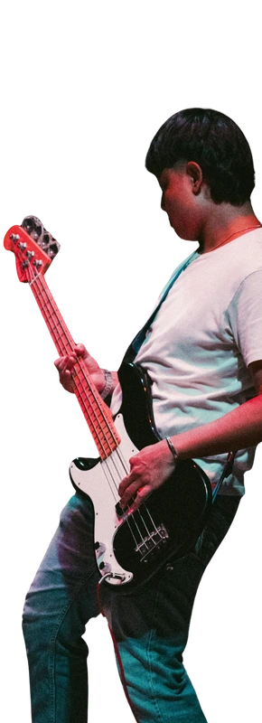 live musician playing bass guitar