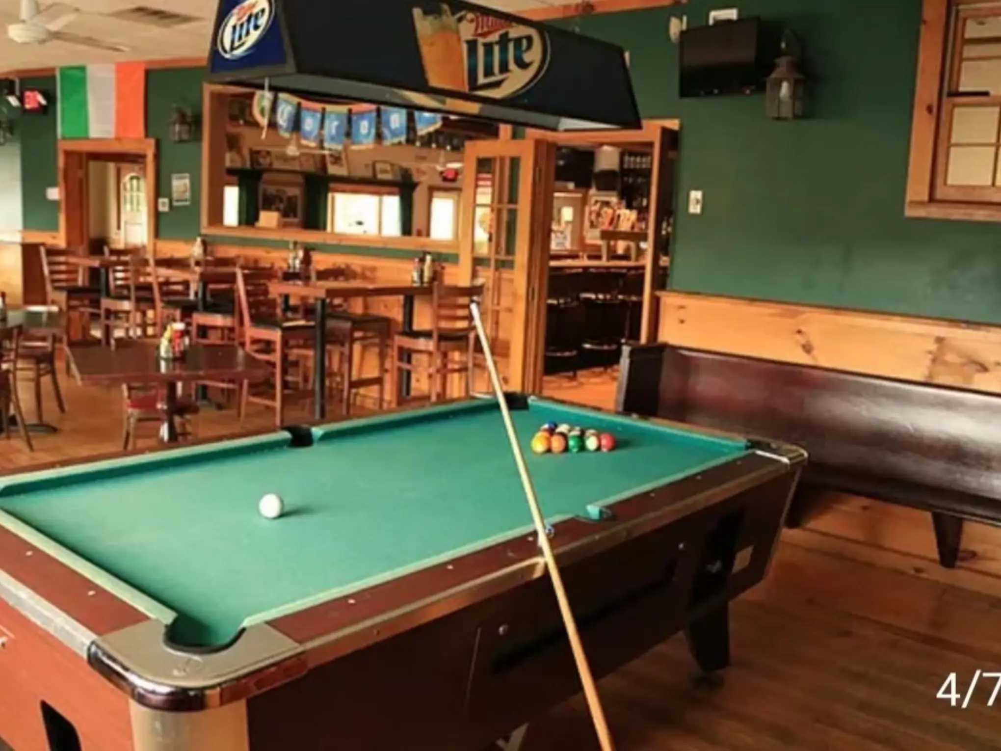 pool table in dining room
